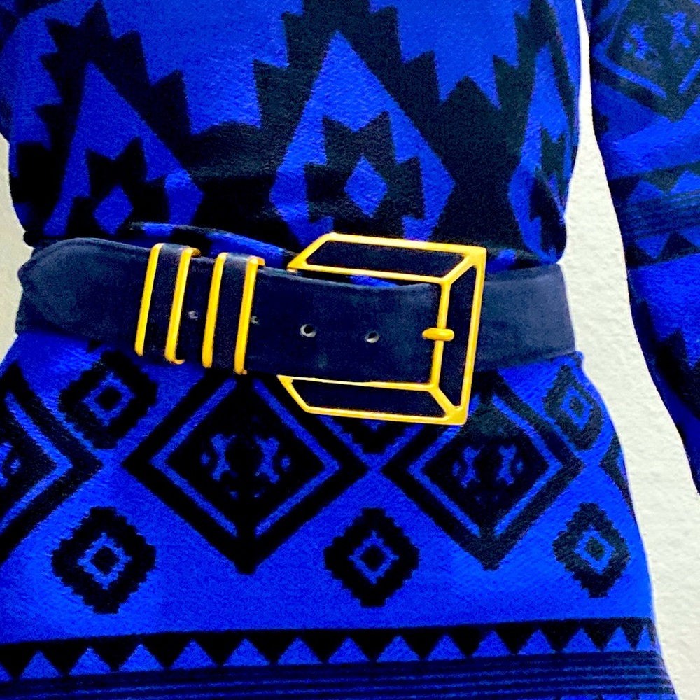 Authentic Escada Belt.  Made in Italy.  Navy suede.  Sales are final.